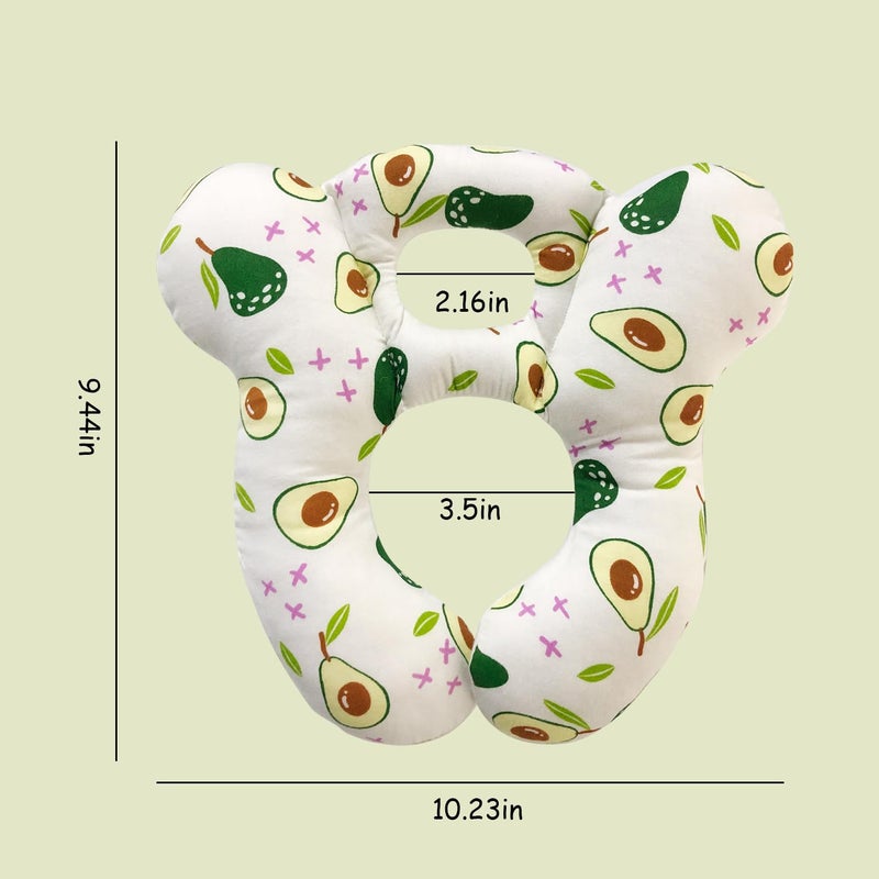 REFLYAWAY Baby Travel Pillow, Infant Kid's Cushion Soft and Skin Friendly for Car Seat, Pushchair and Stroller (White Avocado) - Image 2